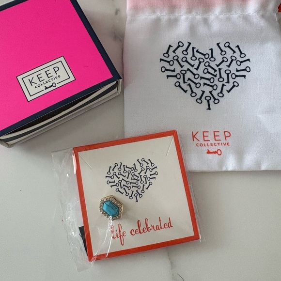 NWT Keep Collective “Pave set stone Turquoise” gold charm - Picture 2 of 4